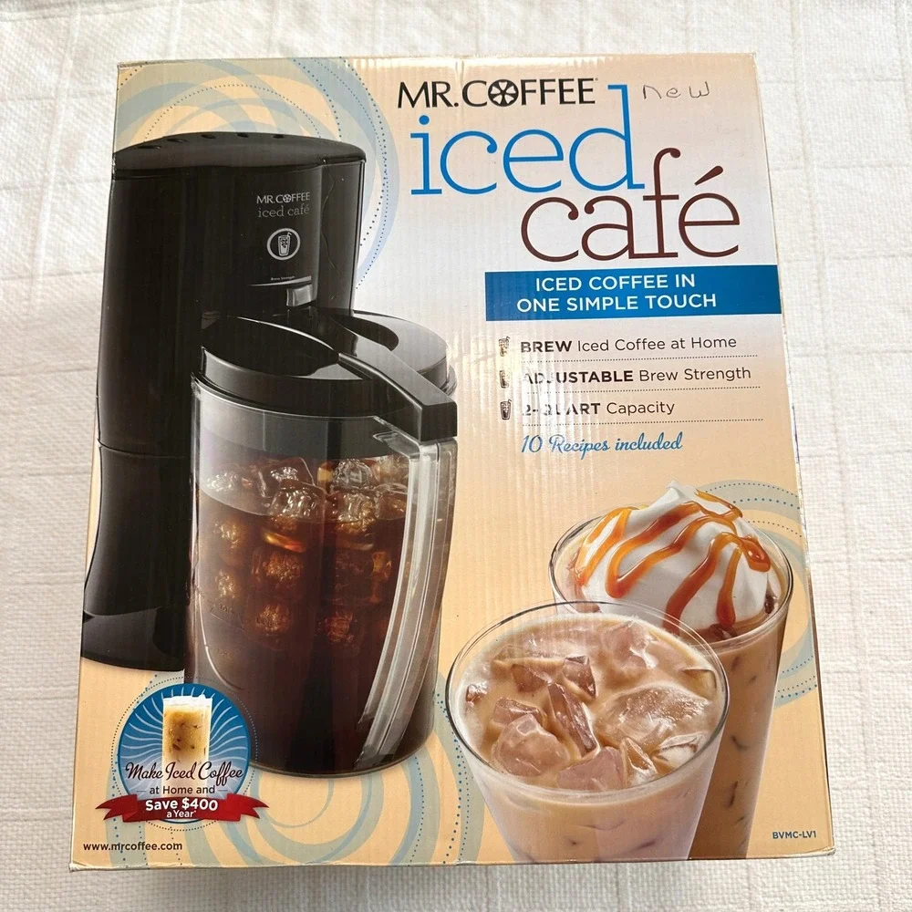 Mr Coffee Iced Cafe Maker Coffee BVMC-LV1 Black 2 Quart Pitcher New In Box Disc.